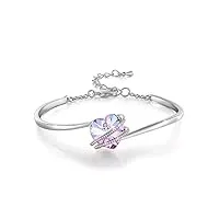 george · smith bracelet femme plaqué argent bracelet coeur réglable pour femme avec cristal violet, idéal bijoux anniversaire noël cadeau pour femme maman amie - avec coffret cadeau