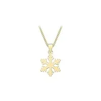 carissima gold collier avec pendentif 'flocon de neige' poli pour femme, chaîne maille gourmette ajustable en or jaune 9ct (375) - 41 cm / 46 cm