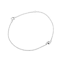 miore bracelet femmes chaîne d'ancre avec pendentif diamant solitaire 0.03 ct en or blanc 9 carat / 375 or, longueur 18.5 cm bijoux