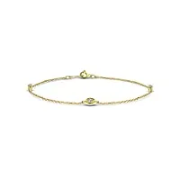 miore bracelet femmes chaîne d'ancre avec pendentifs diamants 0.14 ct en or jaune 9 carat / 375 or, longueur 18 cm bijoux