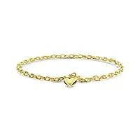 miore bracelet femmes chaîne d'ancre avec pendentif coeur en or jaune 14 carat / 585 or, longueur 19 cm bijoux