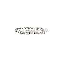 orus bijoux - gourmette bracelet moderne argent pierre blanche - taille : 19,5 cmcm