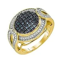 dazzlingrock collection bague pour femme en argent sterling plaqué or jaune 18 carats avec diamant bleu 0,24 carat, argent sterling diamant bleu argent sterling, bleu - diamant