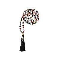 coai collier mala 108 perles bouddhistes nouées pierres naturelles multicolores unisexe