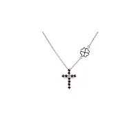 collier croix collection fidelis en or blanc et rubis – bijouterie casavola noix – taille moyenne