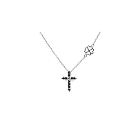 collier croix collection fidelis en or blanc et diamants noirs - bijouterie casavola noci - petite taille