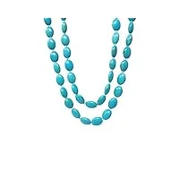 treasurebay superbe collier avec pierre précieuse turquoise pour femme 120 cm de long, turquoise, turquoise