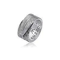 kuzzoi m.ring massif oxydé conception poids plume noir, anneau de bande formade de 925 bague en argent sterling d'apparence ancienne 64
