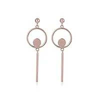 vanbelle bijoux en argent sterling – plaqué or rose avec tampon 925 – boucle d'oreille pendante cercle et barre – boucle d'oreille élégante fabriquée à la main pour femme