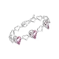 leafael bracelet cœur de pierres de naissance avec cristaux de guérison pour femmes| bijoux sans allergie | coffret cadeau inclus | 10b-octobre-aimer-rose quartz rose