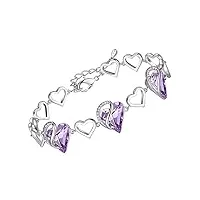 leafael bracelet cœur de pierres de naissance avec cristaux de guérison pour femmes| bijoux sans allergie | coffret cadeau inclus | 06-juin-alexandrite lumière violet
