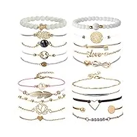 yadoca 20 pcs ensemble bracelets pour femme fille multi bracelet infini perle plume charm bijoux femme bracelet layered bead bracelet cadeaux pour elle