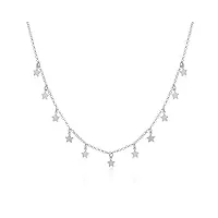 wanda plata collier Étoiles argent 925 pour femme, ras du cou petites Étoiles avec boîte cadeau