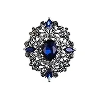 ever faith broche diamanté vintage femme ovale cristal strass accessoire décoration de vêtement ton d'argent bleu