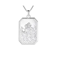 fj collier saint christophe pour femme homme argent sterling 925 pendentif saint christophe collier st christopher avec chaîne de 20" carré