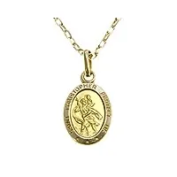 alexander castle collier avec pendentif médaille saint-christophe en or massif 9 carats avec chaîne en or 9 carats de 45,7 cm et boîte cadeau – gravure « saint christophe protect us », or jaune