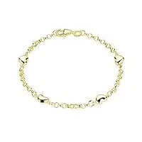 materia sa-108 bracelet pour fille, en argent 925 plaqué or, avec cœurs, 16 cm, dans un étui en or, 15.5 centimeters