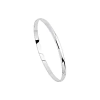 bracelet demi jonc plat - or 18 carats massif blanc 3mm - taille 63 - luckyonebijoux.com