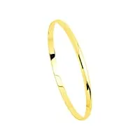 bracelet demi jonc plat - or 18 carats massif jaune 3mm - taille 63 - luckyonebijoux.com