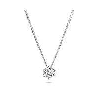 miore chaîne pour femme avec pendentif solitaire en diamant 0,08 carat, or blanc 18 carats / or 750, longueur 45 cm, bijou avec diamant brillant