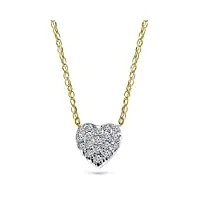 miore bijoux pour femmes collier avec pendentif cœur en diamants sertis pavé 0.09 ct chaîne en or jaune 18 carats / 750 or