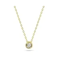 miore chaîne pour femme avec pendentif solitaire en or jaune 9 carats / 375 de 0,04 carats - longueur : 45 cm - bijou avec diamant brillant