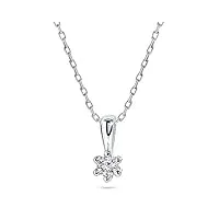 miore collier pour femme avec pendentif solitaire en or blanc 9 carats / or 375, longueur 45 cm, bijou avec diamant brillant 0,08 ct, or 9 carats doré, diamant