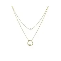 fancime collier en plusieurs parties avec pendentif or jaune 14 carats 585, véritable diamant naturel cadeau bijoux pour femme filles - chaîne ajustable: 40 + 5 cm