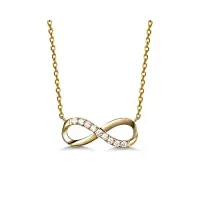 collier femme or jaune 14 carats 585/1000 infini pendentif, véritable diamant naturel bijoux cadeau pour femme filles - chaîne ajustable: 40 + 5 cm