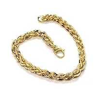 bracelet en or jaune 18 carats 750, tresse, corde, épaisseur 6 mm, vis, ondulé
