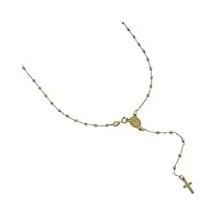omniaoro chapelet en or 18 carats (750/1000) avec vierge marie et perles facettées, unisexe, or jaune, 45 cm