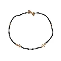 bracelet en or 18 carats 750/1000 avec pierres noires facettées et ancore unisexe