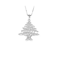 joyara collier pendentif argent fin 925/1000 arbre cedre du liban (longueur de chaîne disponible 40cm - 45cm - 50cm - 55cm)