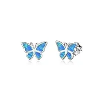 winnicaca papillon boucles d'oreilles en argent sterling avec opale pour femme, cadeau de bijoux pour femmes et fille - bleu