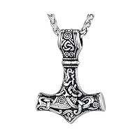 faithheart collier viking pendentif marteau de thor motifs celtiques en acier inoxydable argent style steampunk mjöllnir scandinave nordique