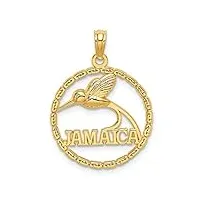pendentif jamaïque en or 14 carats avec oiseau dans un cadre rond bijoux cadeaux pour femme