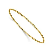 bracelet empilable en or 14 carats poli et texturé 0,28 mm - cadeau pour femme