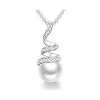 cde 925 sterling collier pour femmes perles bijoux pour fille collier femme d'anniversaire cadeau de noël cadeau de saint valentin cadeau de fête des mères avec emballage exquis (blanc/silver)