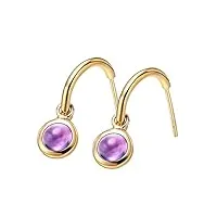 knbob boucles d'oreilles améthyste 1.02ct rond forme violet femme bijoux mariage or 18k