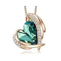 cde collier avec pendentif en forme de cœur pour femme, plaqué or 18 carats, cadeau d'anniversaire pour femme, mère, fille, cristal