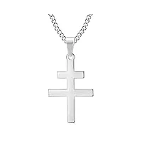 bobijoo jewelry - pendentif collier croix de lorraine patriarcale d'anjou résistance française acier 316l argentée