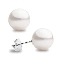 boucles d'oreilles pour femme en perle de culture d’eau douce ronde par secret & you | disponible en 6 tailles, de 6-6,5 mm à 11-11,5 mm | en or 18 carats 750 ou en argent sterling 925 plaqué rhodium