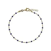 les poulettes bijoux - bracelet plaqué or billes et petites perles - bleu