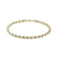 bracelet corde en or jaune 750 18 carats - 3,80 mm de large