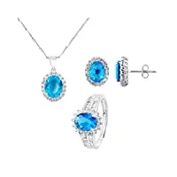 essens - parure joaillerie prestige - topaze bleue - collection so classic - topaze synthétique et argent 925 - bijou femme