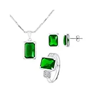 essens - parure - joaillerie prestige - emerald color - argent massif 925 millièmes - bijou femme