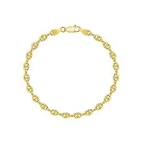 planetys - bracelet argent 925/1000 plaqué or jaune 18 carats maille grain de café largeur: 3.2 mm