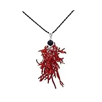 sicilia bedda - collier pendentif en corail rouge de la méditerranée - argent - bijou fabriqué à la main, corail rouge de la méditerranée
