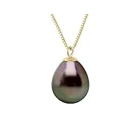 pearls & colors - collier véritable perle de culture de tahiti poire 9-10 mm - qualité a+ - disponible en or jaune et or blanc - bijou femme