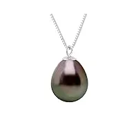 pearls & colors - collier prestige véritable perle de culture de tahiti poire 9-10 mm - qualité a+ - disponible en or jaune et blanc - bijou femme